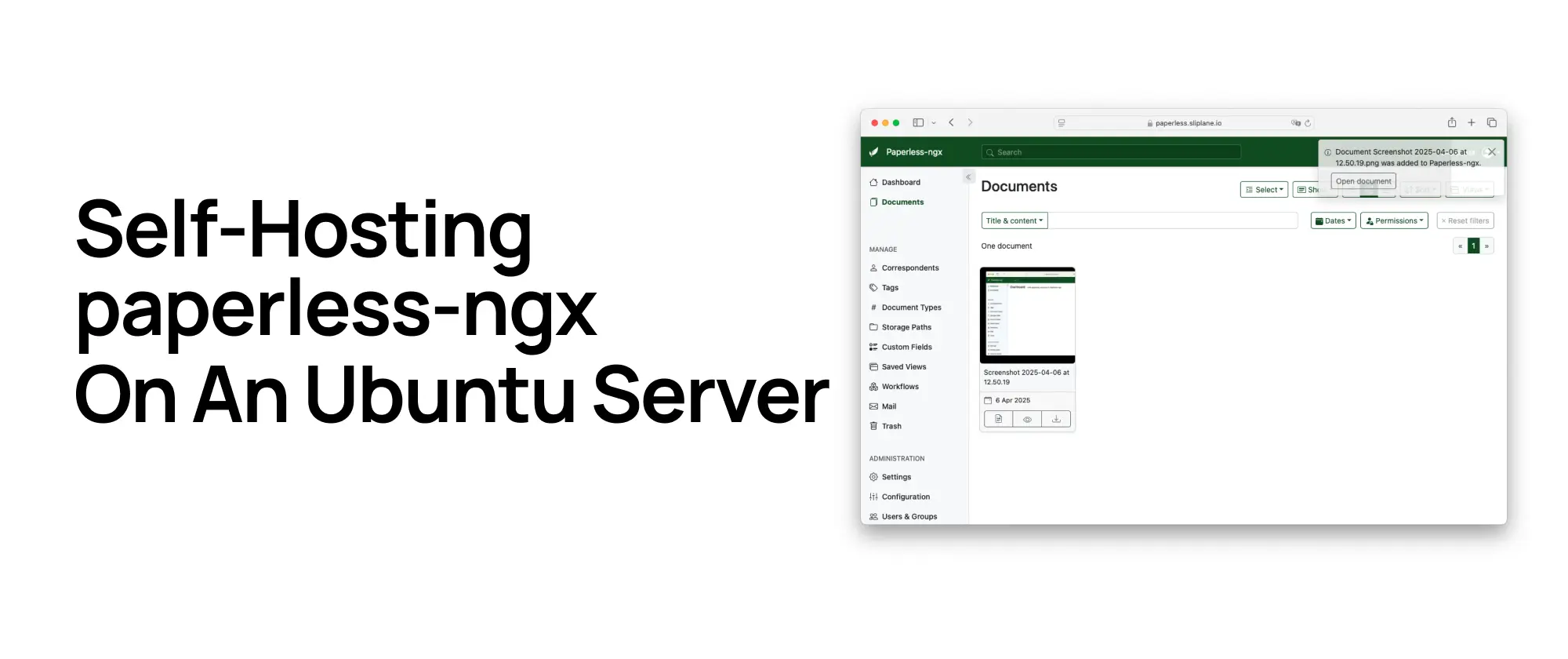 Self-hosting paperless-ngx with SQLite on an Ubuntu Server